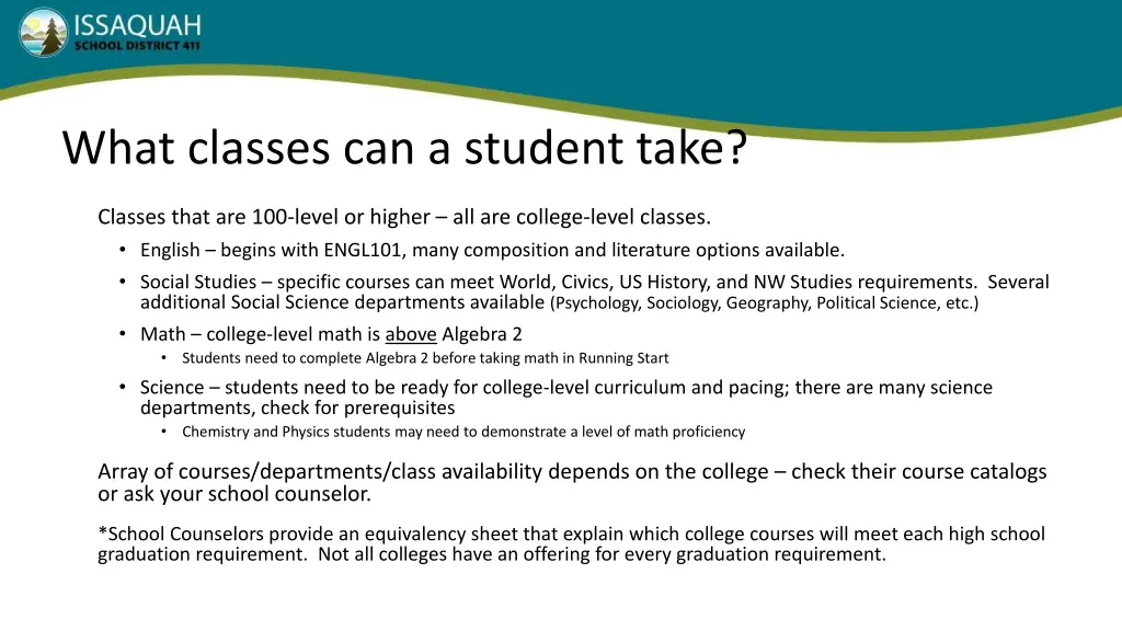 what classes can a student take
