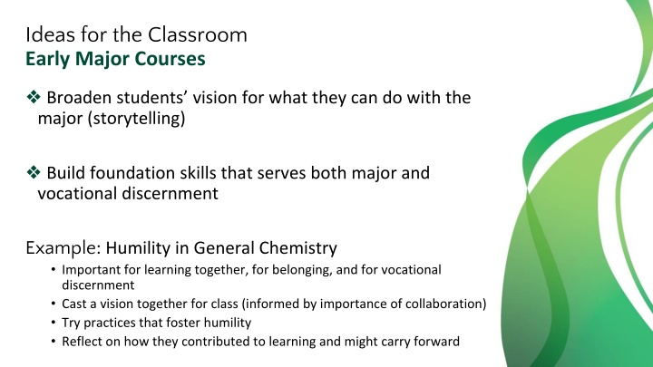 ideas for the classroom early major courses