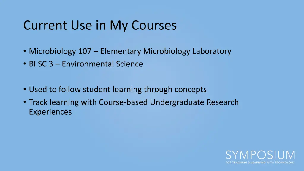 current use in my courses