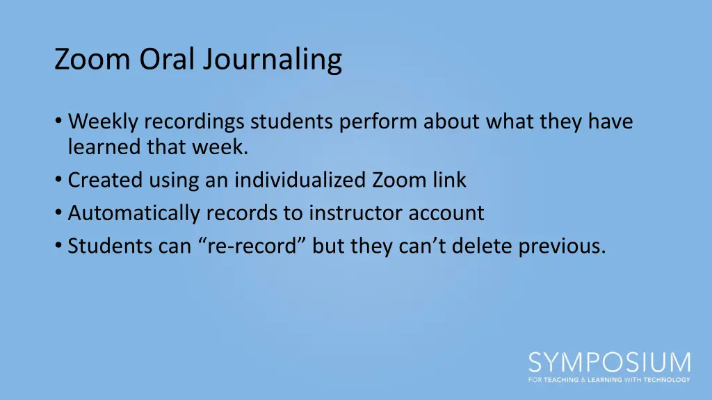 zoom oral journaling