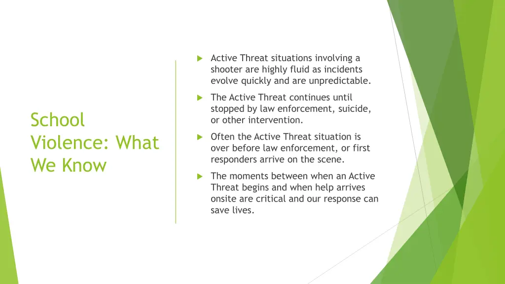 active threat situations involving a shooter