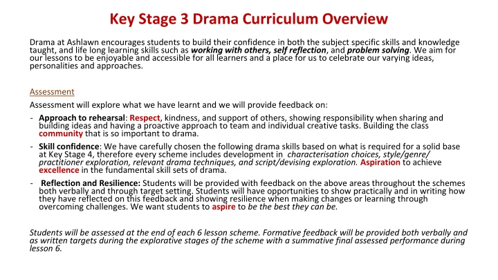 key stage 3 drama curriculum overview
