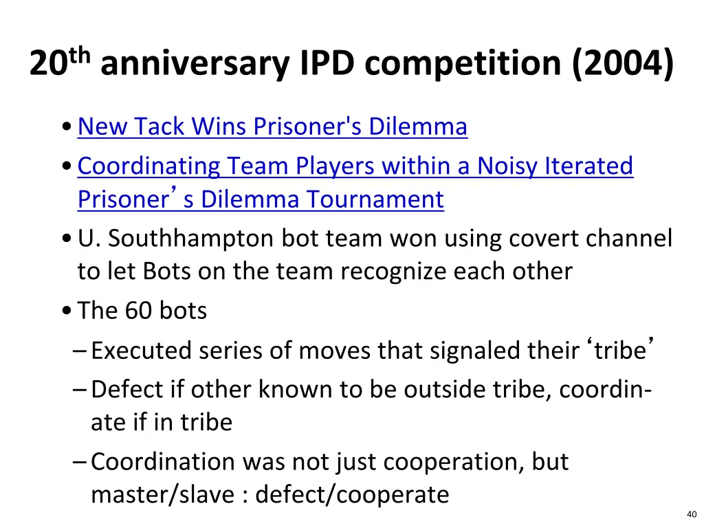 20 th anniversary ipd competition 2004