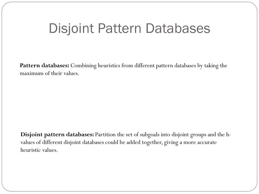 disjoint pattern databases