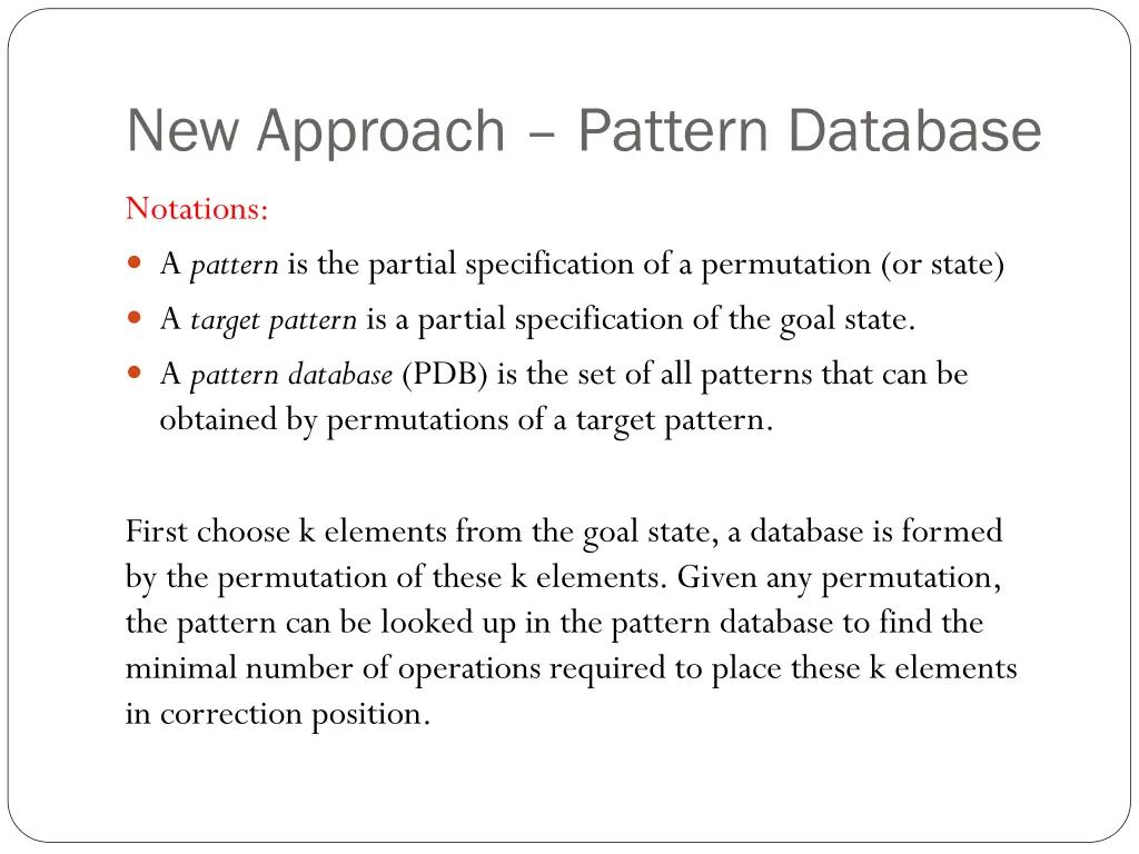 new approach pattern database
