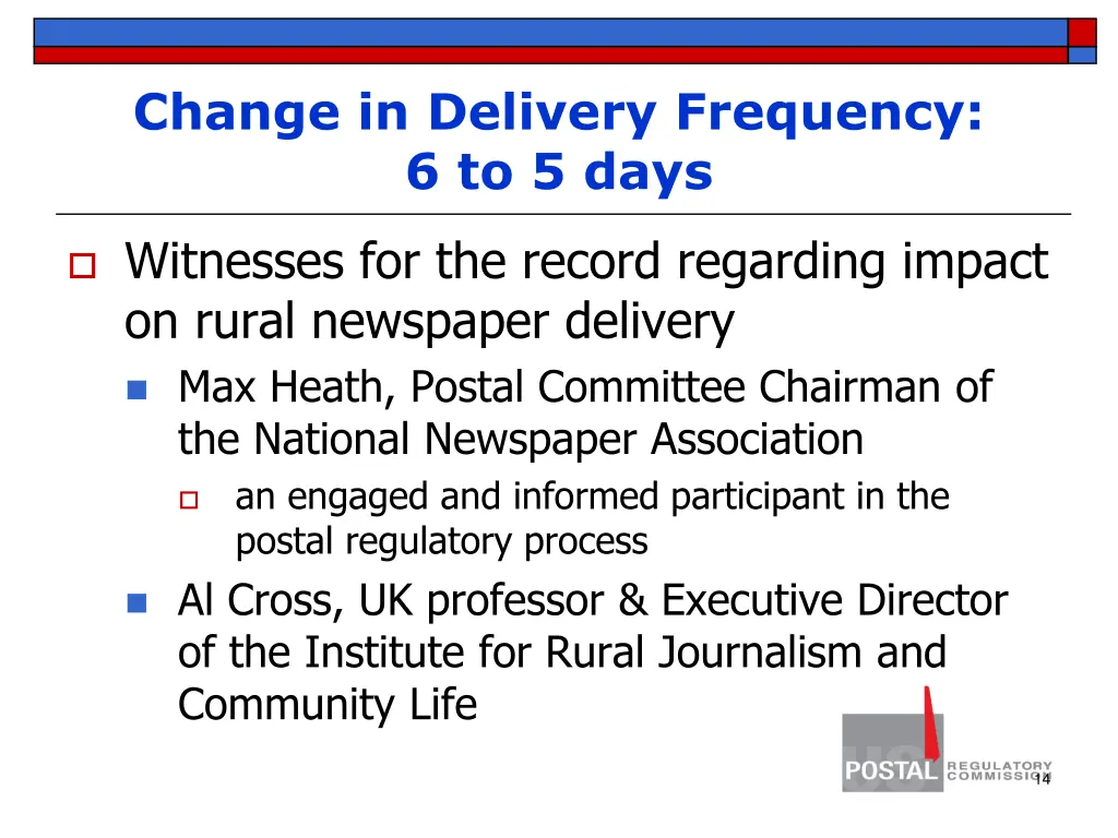 change in delivery frequency 6 to 5 days 2