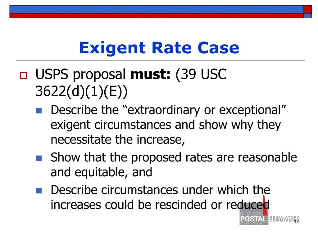 exigent rate case 1