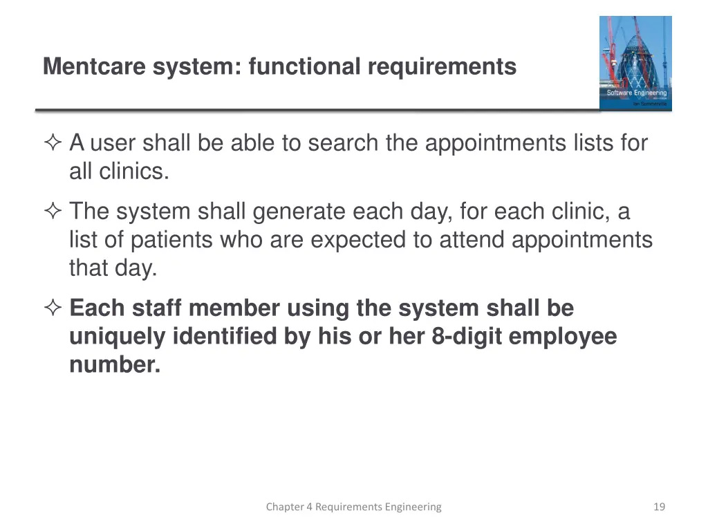 mentcare system functional requirements