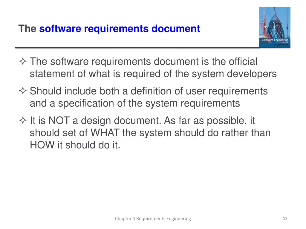the software requirements document