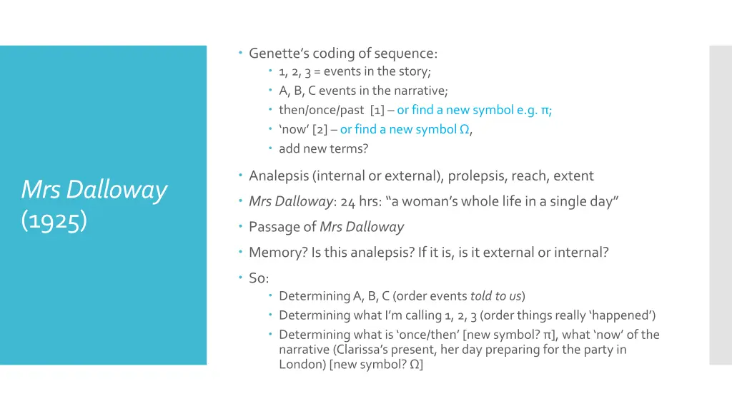 genette s coding of sequence 1 2 3 events