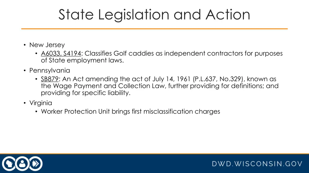state legislation and action 1