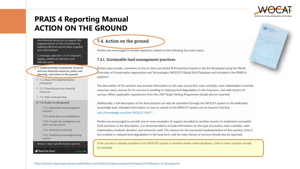 prais 4 reporting manual action on the ground