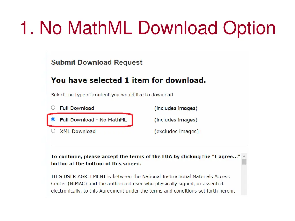 1 no mathml download option