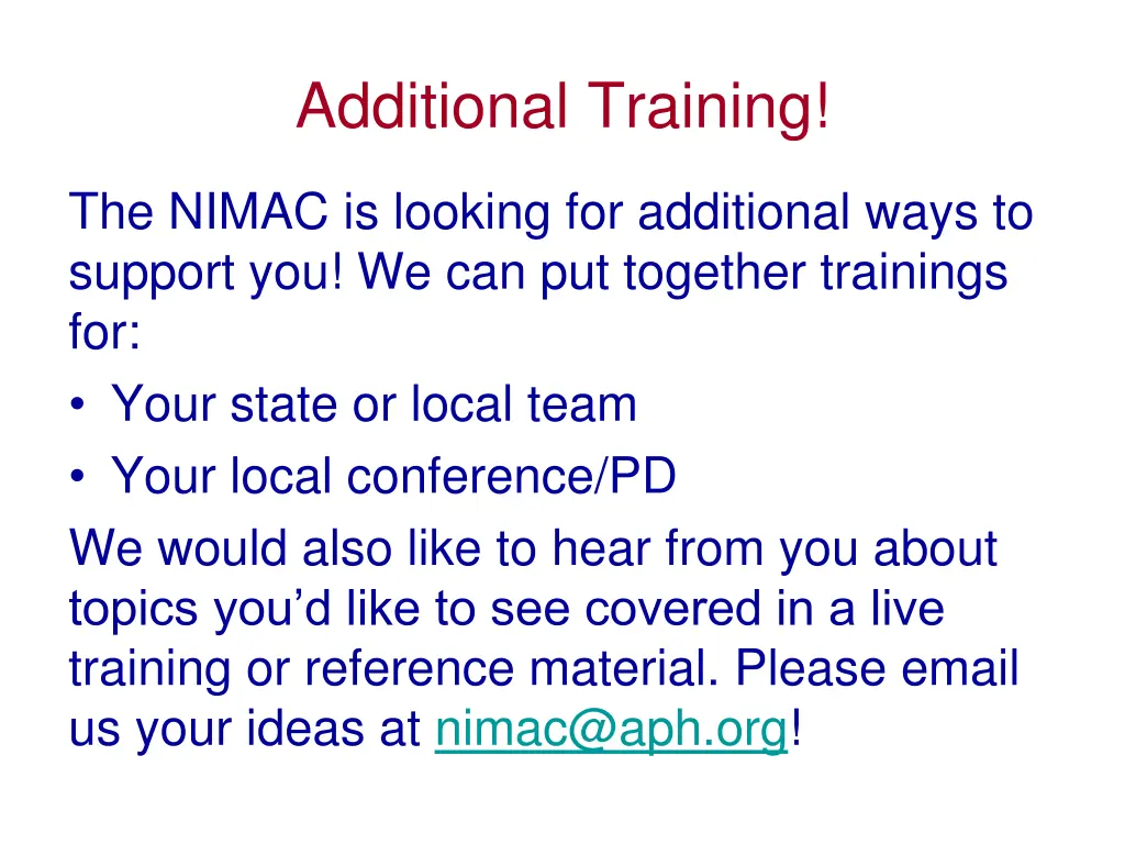 additional training