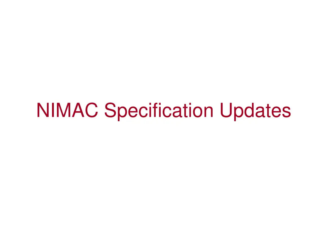 nimac specification updates