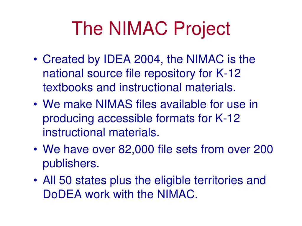 the nimac project