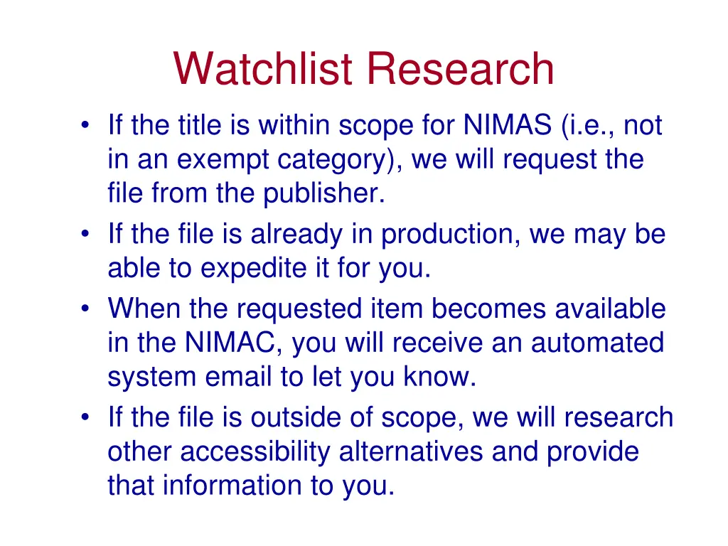 watchlist research if the title is within scope