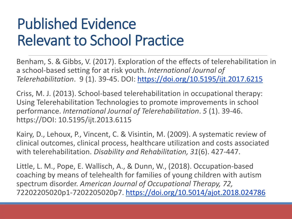 published evidence published evidence relevant