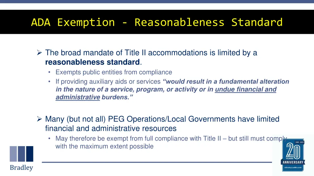 ada exemption reasonableness standard
