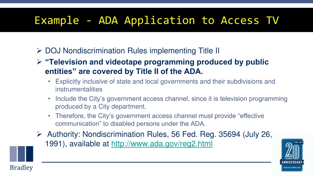 example ada application to access tv