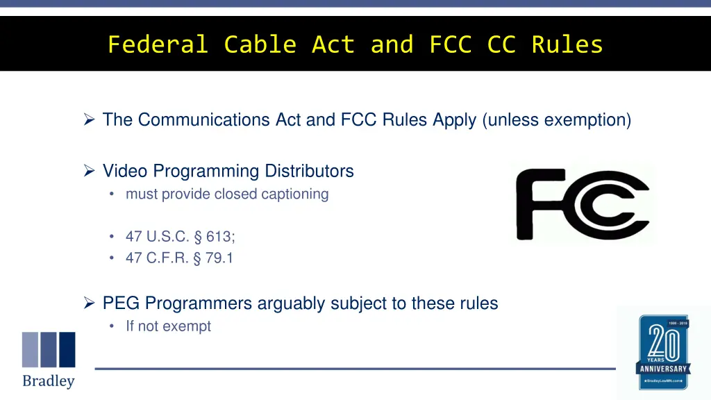 federal cable act and fcc cc rules