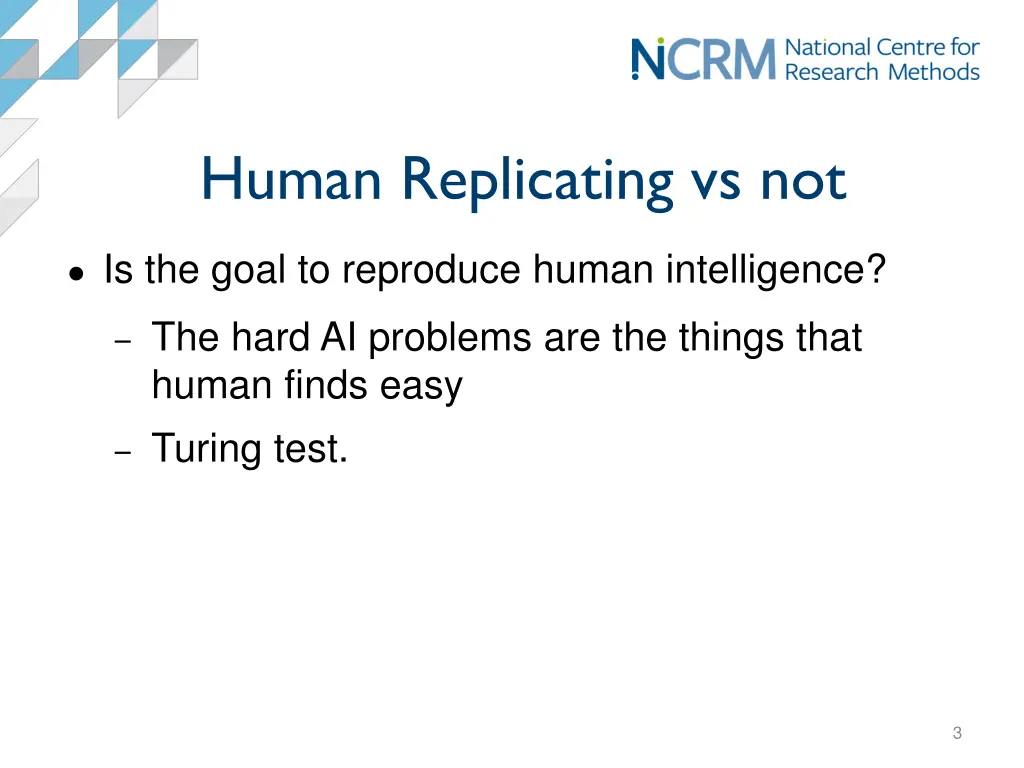 human replicating vs not