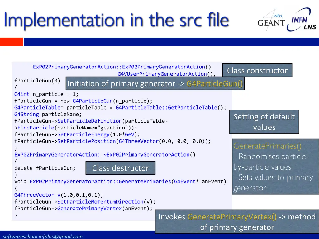 implementation in the src file