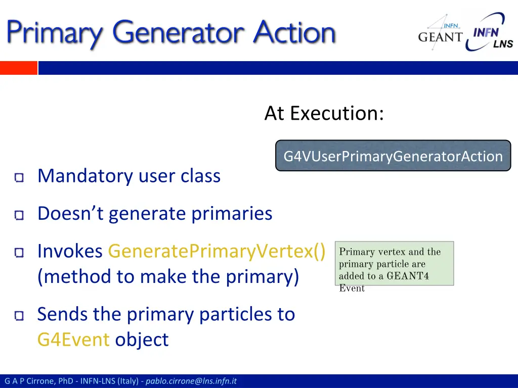 primary generator action