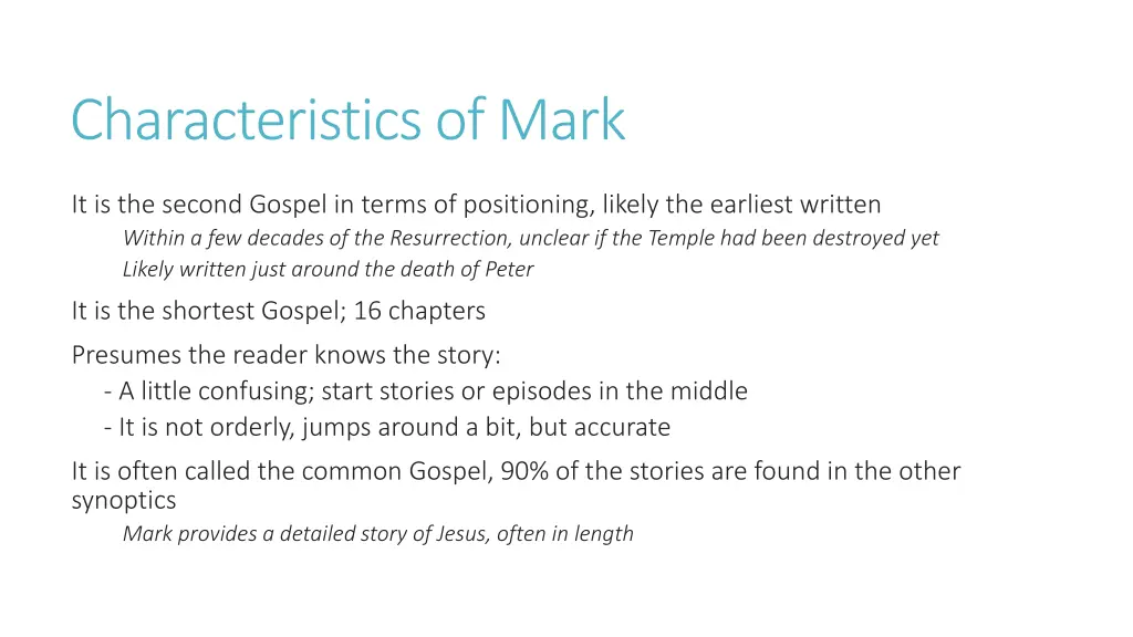 characteristics of mark