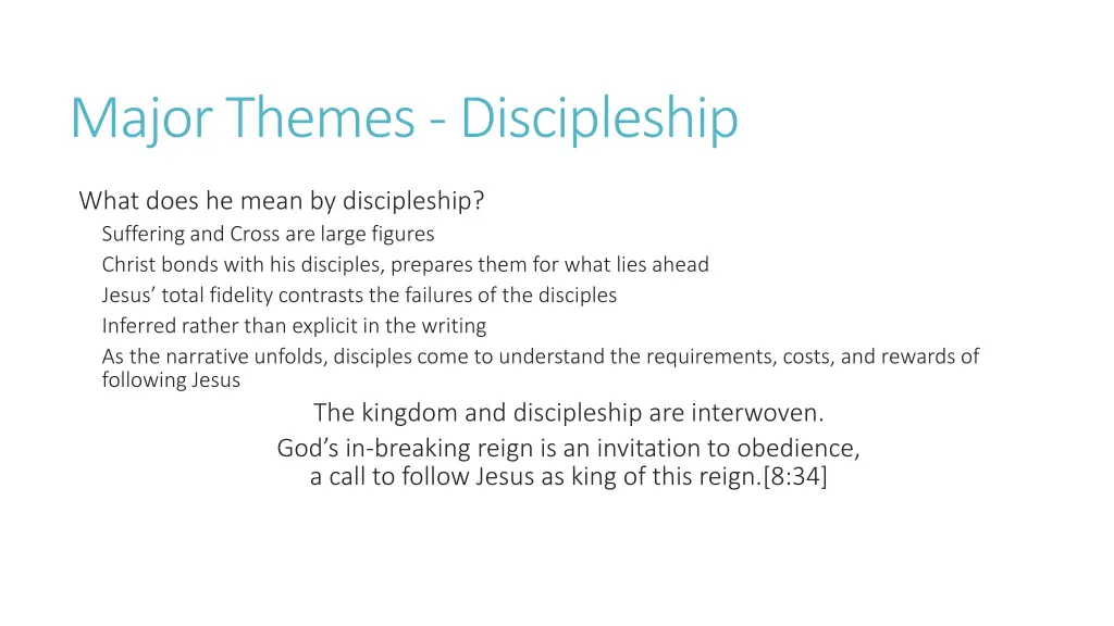 major themes discipleship