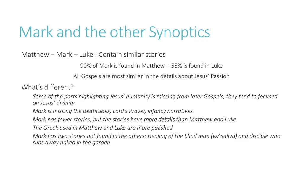 mark and the other synoptics