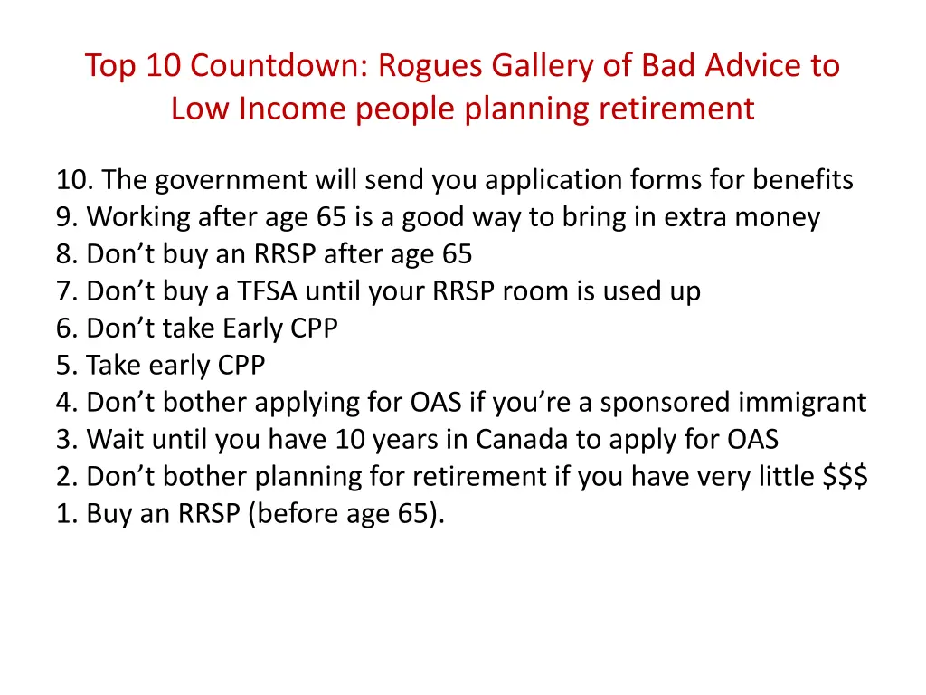 top 10 countdown rogues gallery of bad advice