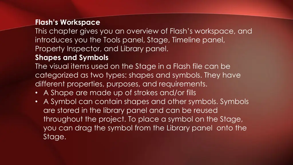 flash s workspace this chapter gives