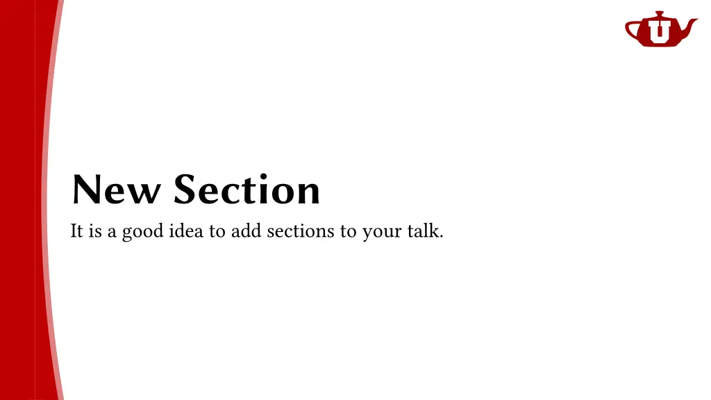 new section it is a good idea to add sections