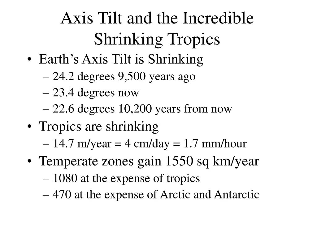 axis tilt and the incredible shrinking tropics
