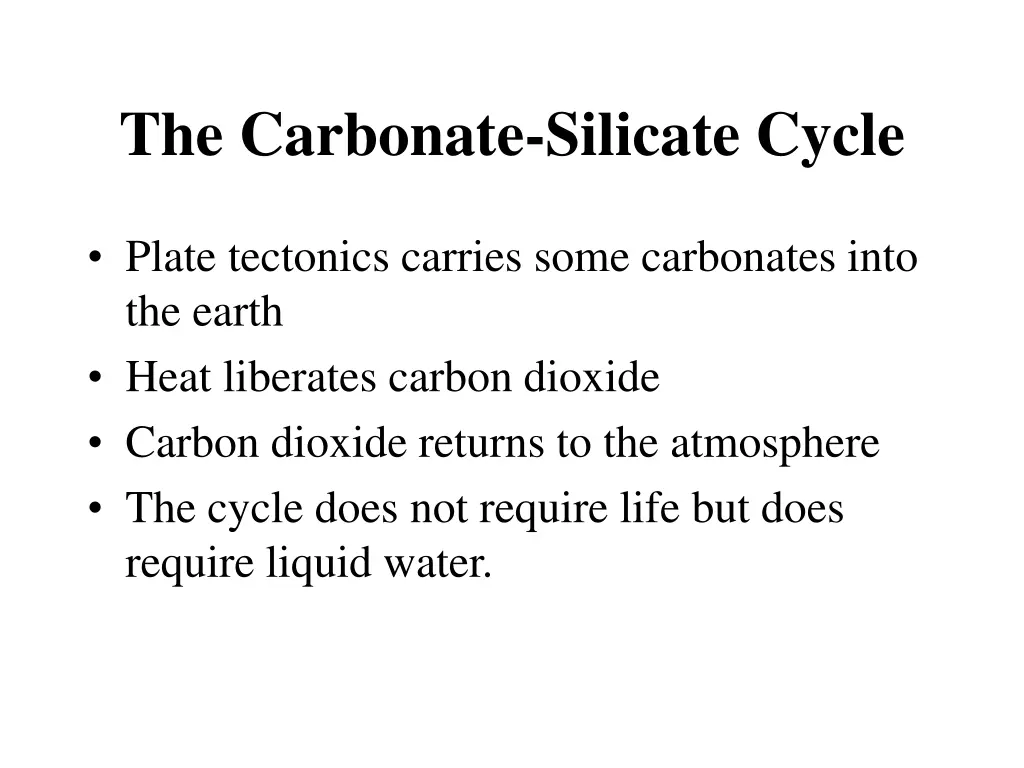 the carbonate silicate cycle 2