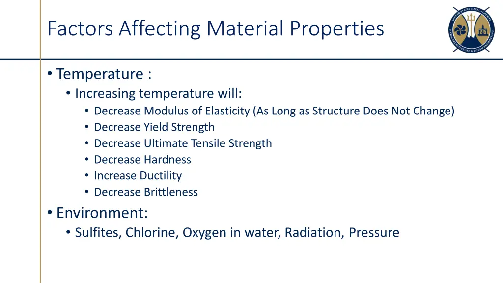 factors affecting material properties