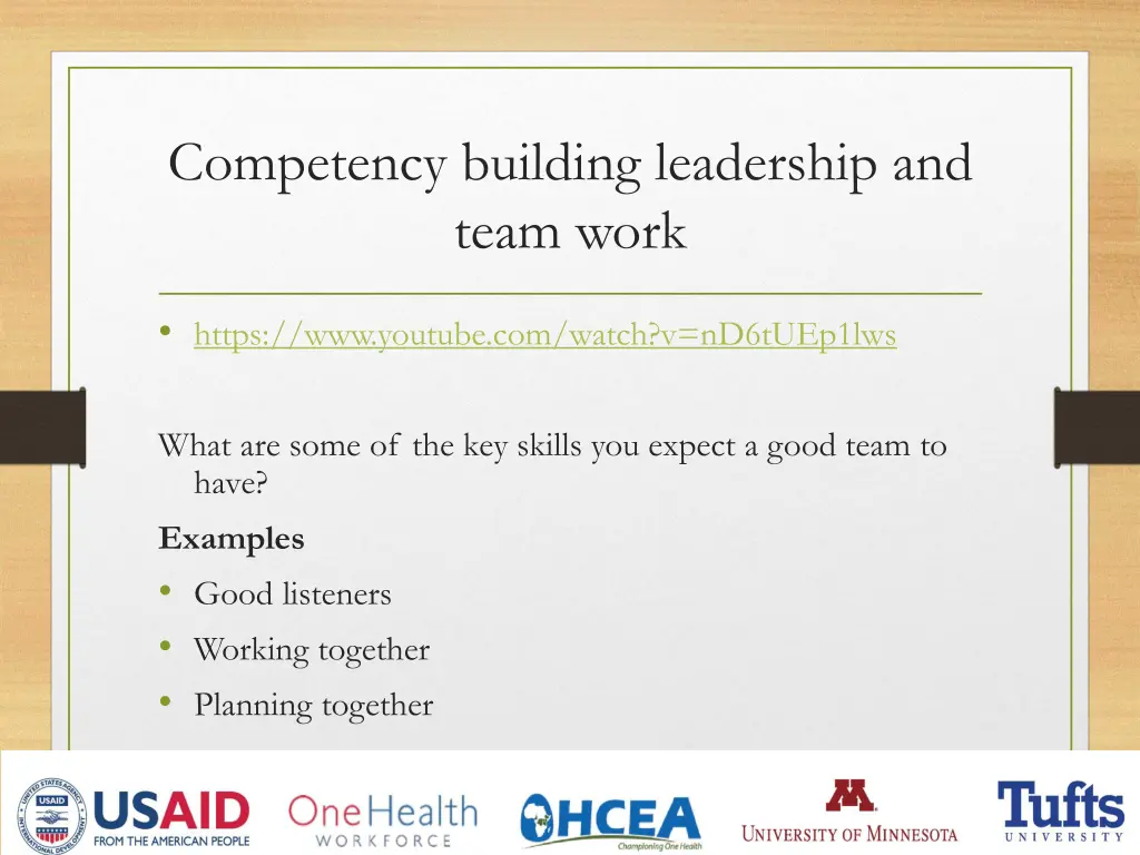 competency building leadership and team work