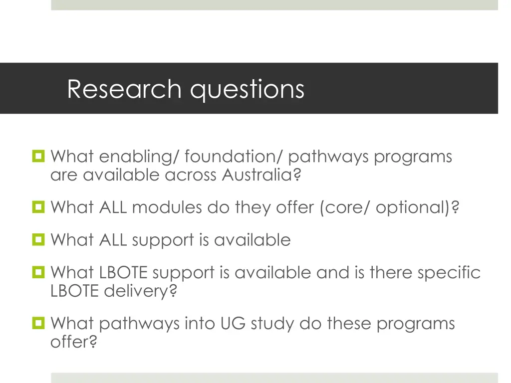 research questions