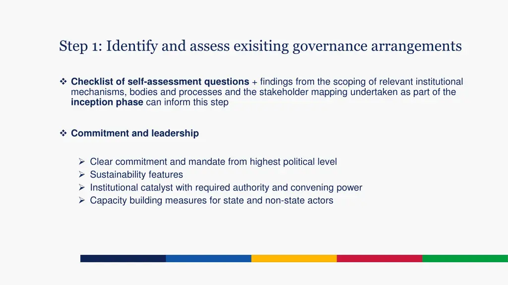 step 1 identify and assess exisiting governance