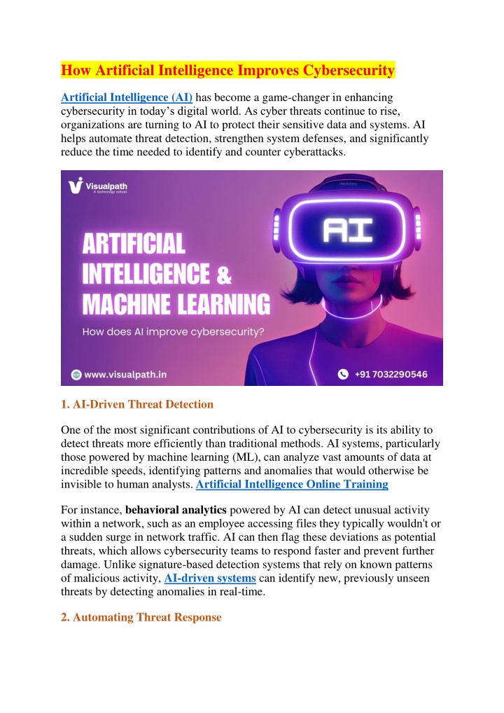 how artificial intelligence improves cybersecurity
