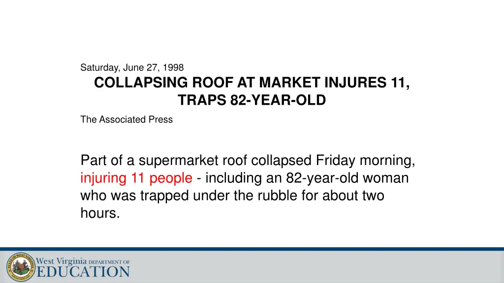 saturday june 27 1998 collapsing roof at market