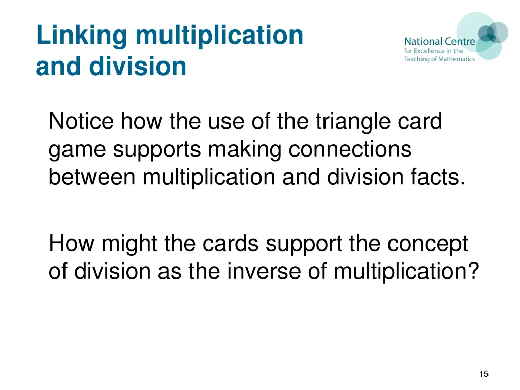 linking multiplication and division