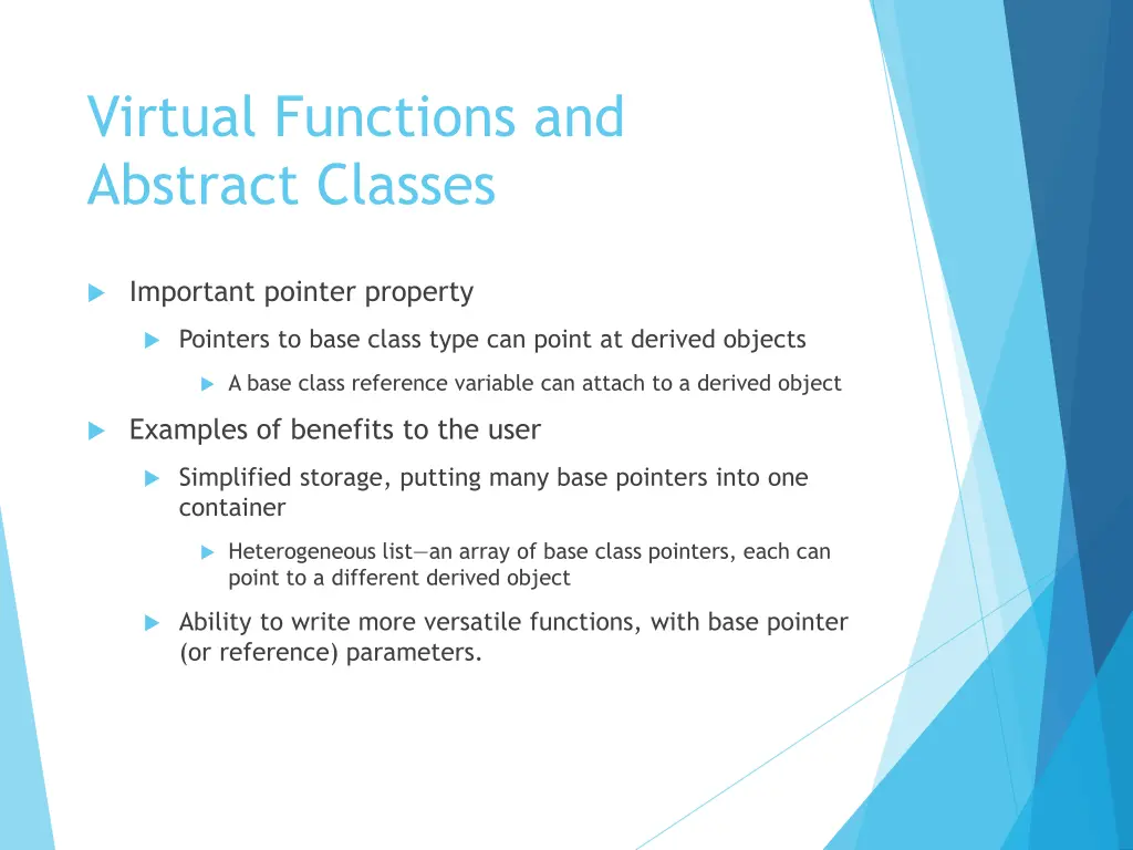 virtual functions and abstract classes