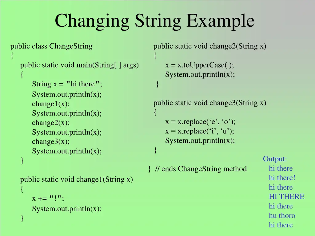changing string example