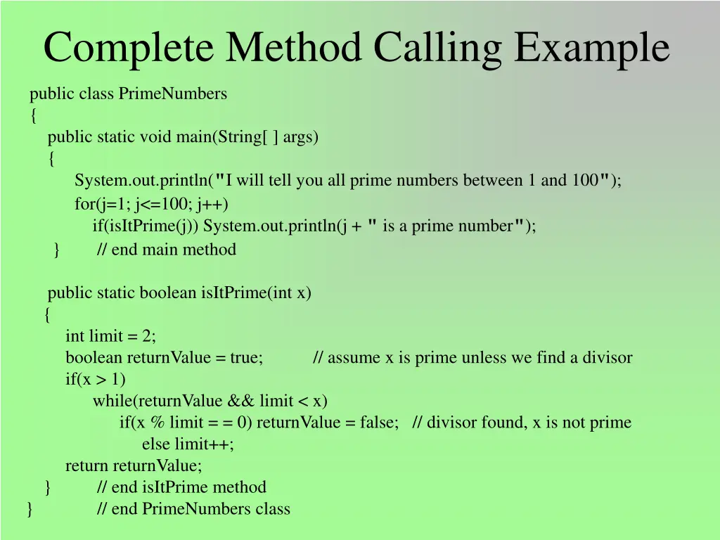 complete method calling example