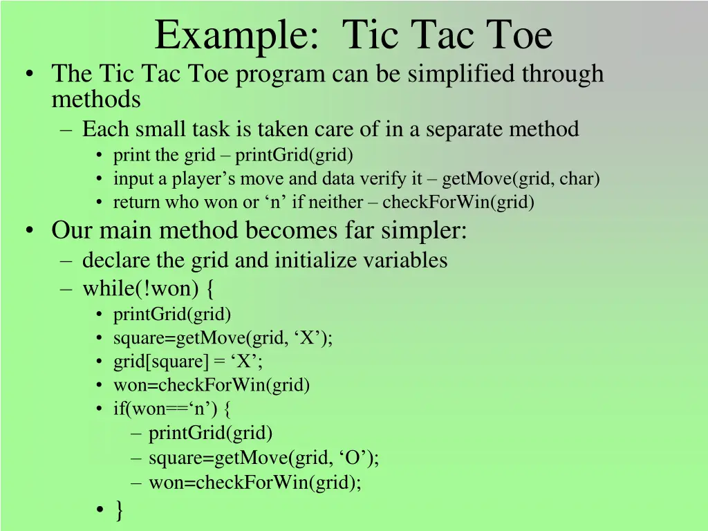 example tic tac toe the tic tac toe program