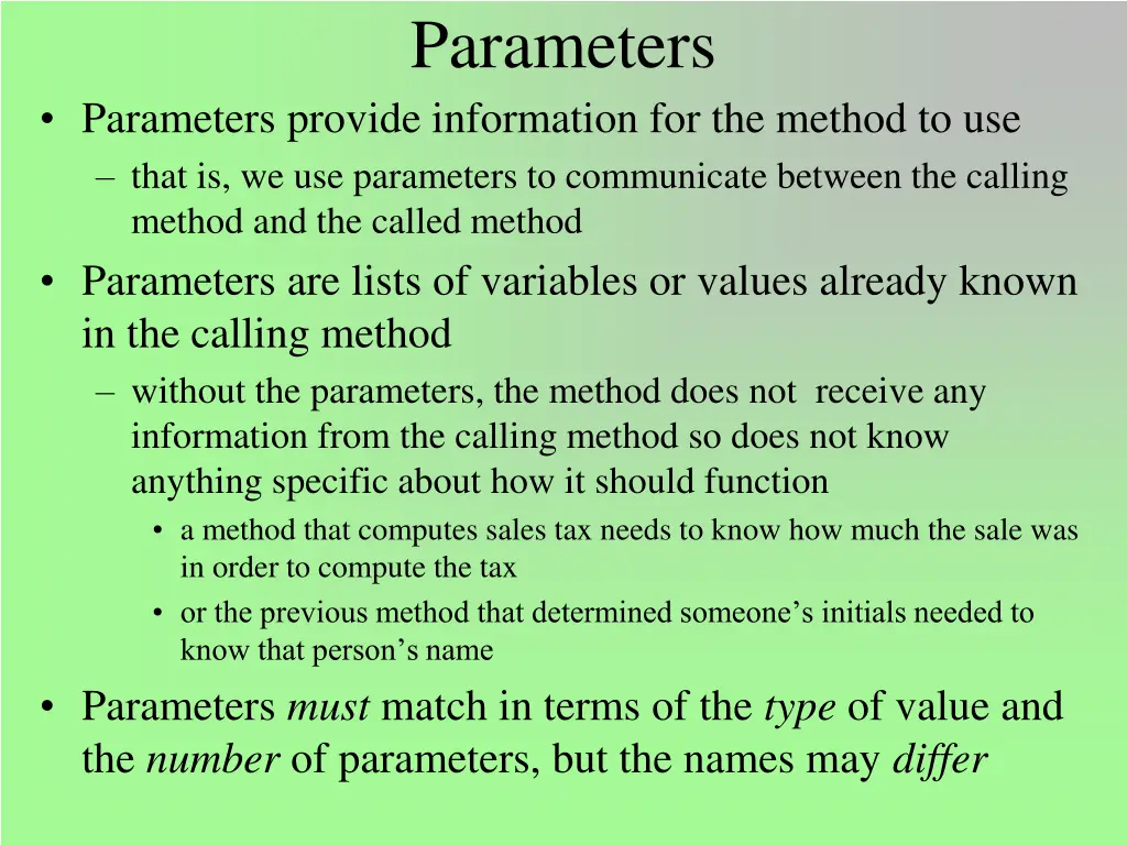 parameters