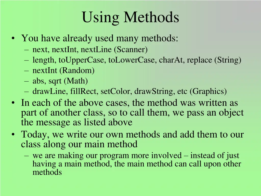 using methods