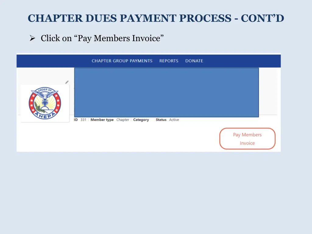 chapter dues payment process cont d